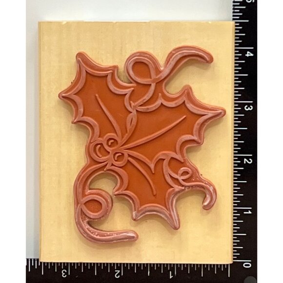 1999 ANITA'S HOLLY BERRY WOOD MOUNTED RUBBER STAMP BY TERESA QUINTON - Picture 4 of 4